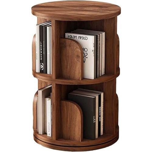Creativity Corner Shelf Bookshelf Solid Wood Revolving Floor Standing Children Bookcase Living Room 360 Degree Rotating Storage HAOHAOMAI ( Color : Brown , Size : 39*67cm )