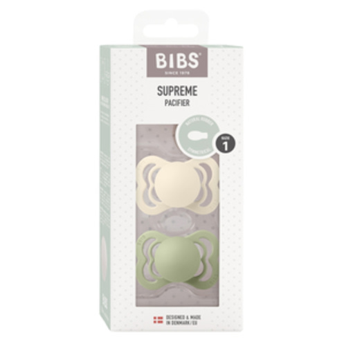 Bibs Supreme Pacifier Ivory/Sage Size 1 2 Pack