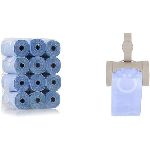 Ubbi On The Go Waste Disposal Bags Refills Value Pack, Lavender Scented, 12 Roll & Retractable On-the-Go Bag Dispenser for Baby Travel, Diaper Bag Accessory Must Have for Newborns