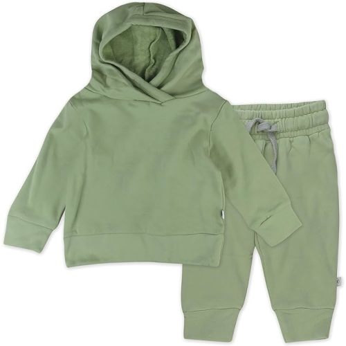 HonestBaby Multipack Pullover Hoodie Sweatshirt Jogger Sweatpant Sets Organic Cotton Baby, Toddler, Boys, Girls, Unisex - 6-9 Months - Swamp (2 Piece) - 1