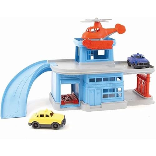Green Toys Parking Garage - 5 Piece Pretend Play, Motor Skills, Language & Communication Kids Role Play Toy Playset. No BPA, phthalates, PVC. Dishwasher Safe, Recycled Plastic, Made in USA.