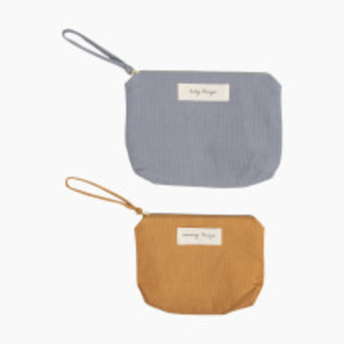Pearhead Mom Things & Baby Things Pouch Set - Blue And Orange, 7.5" H X 10" W