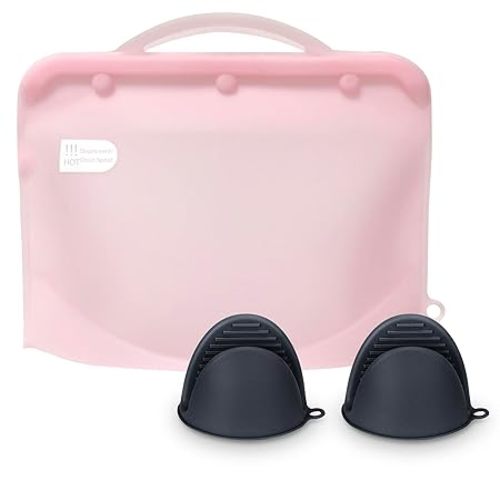 Silicone Microwave Steam Sterilizer Bag for Baby Bottles, Reusable Sterilizing Bag for Pump Parts and Toddler Accessories, Easy to Use Sterilizer Bags Perfect for Home and Travel, Pink (1PC)