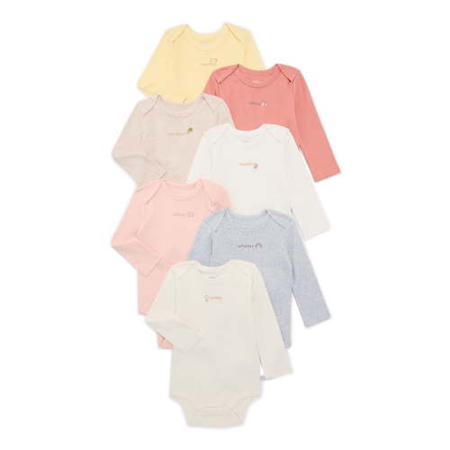 Bliss by Garanimals Baby Boys or Girls Cotton Days of the Week Bodysuits Set, 7-Piece, Sizes 0M-18M