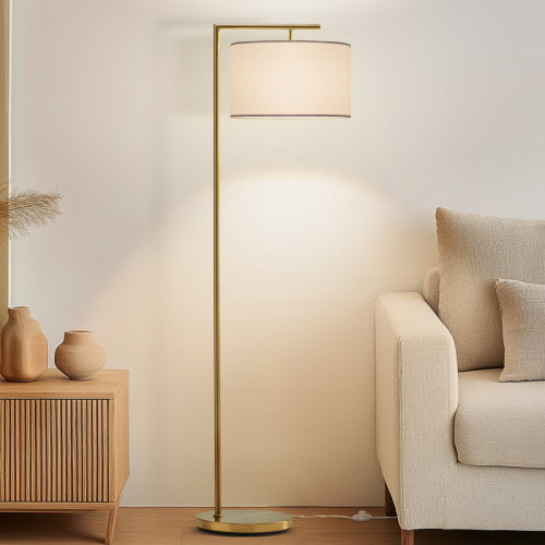 Brightech Montage Modern 60 in. Mid-Century Modern LED Floor Lamp with Fabric Drum Shade & Reviews | Wayfair