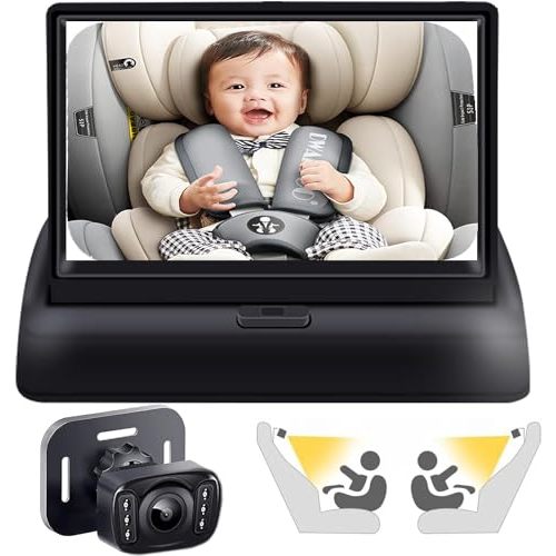 Baby Car Camera,HD Screen Baby car Mirror,Baby Camera Monitor with Night Vision Wide Crystal Clear View,4.3 Inch Easy Installation Baby Mirror for Car Seat Rear Facing to Observe Baby's Every Move