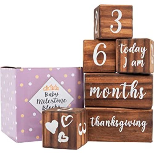 MAINEVENT Farmhouse Baby Monthly Milestone Blocks, Age Blocks for Baby Milestone, Baby Gifts for Baby Shower, Newborn Photography, Baby Photo Props, Month Milestone Blocks