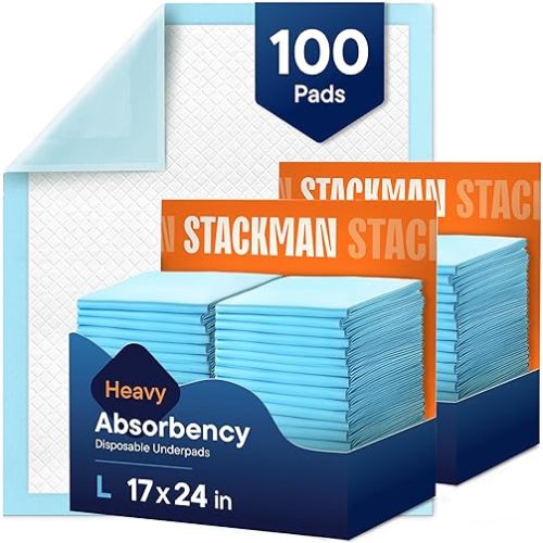 Chucks Pads Disposable [100-Pack] Multi-Purpose Pee Pads - Incontinence Underpads for Dog, Puppy & Diaper Changing Table Pad for Baby 17" x 24" Bed & Chair Liners - Pet Potty Training Pads