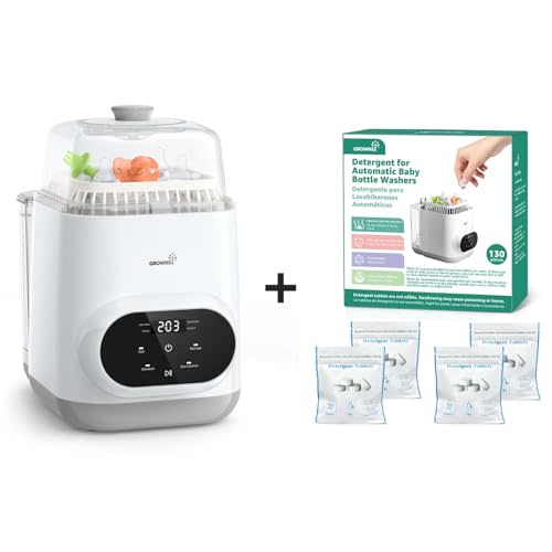 Grownsy EaseClean Bottle Washer Pro | All-in-One Bottle Washer and Sterilizer and Dryer | Baby Bottle Washer for Bottles, Pump Parts & Baby Essentials with 130 Official Detergent Tablets