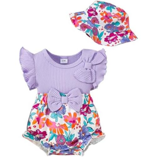 SUNNY PIGGY Newborn Baby Girl Clothes Baby Girl One Piece Romper Fall Winter Long Sleeve with Hat Sets Cute Infant Outfits