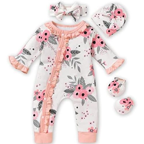 Aalizzwell Baby Girls Romper Outfit Fall Winter Clothes with Accessories