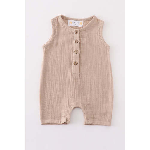 Baby Boy Beige Muslin Bubble | 100% Cotton