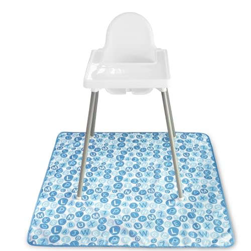 S&T INC. Baby Splat Mat for Under High Chair, Water Resistant Floor Mat, 42 Inches by 42 Inches, Blue Alphabet