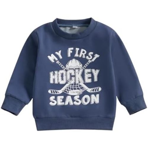 Toddler Hockey Outfit Baby Boy Girl Daddy’s Little Hockey Buddy Sweatshirt Long Sleeve Pullover Kids Winter Clothes