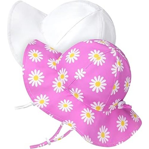 Baby Sun Hat Toddler Girl Beach Hat Adjustable Outdoor Summer Hat UPF 50+ Sun Protection Wide Brim Infant Kids