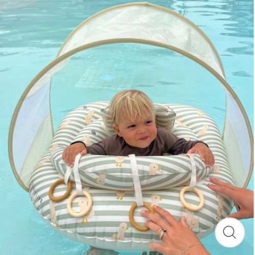 Interactive Baby Float Duck Sage Stripe