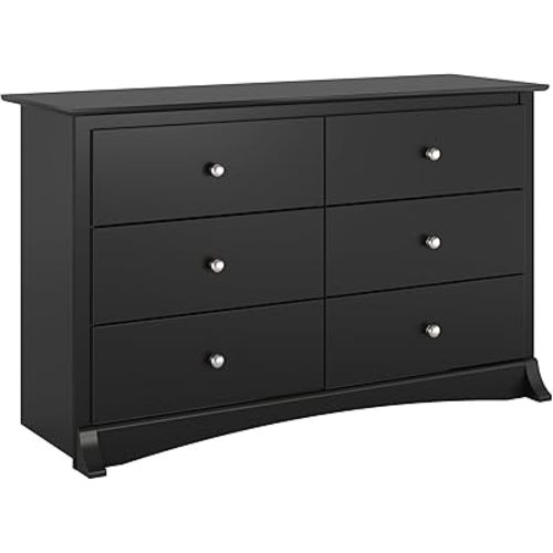 Prepac Sonoma Traditional 6-Drawer Dresser for Bedroom, Functional Dresser Chest of Drawers 17.5" D x 48" W x 29" H, Black, BDC-4829