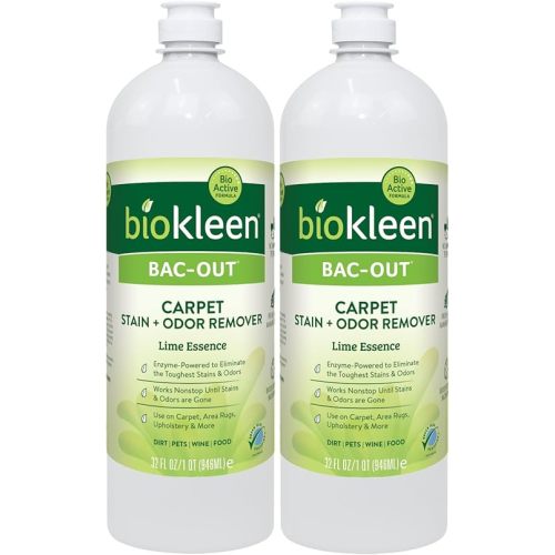 Biokleen Bac-Out Stain Remover for Clothes - 2 Pack - Enzymatic, for Laundry, Diapers, Wine, Carpets, & More, Eco-Friendly, Plant-Based, 32 Ounces