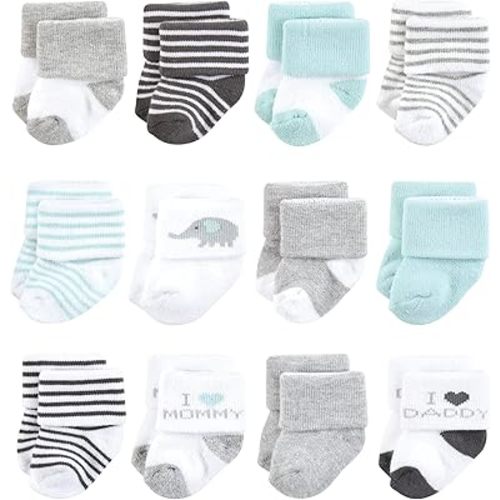 Hudson Baby Baby Girls' Cotton Rich Newborn and Terry Socks
