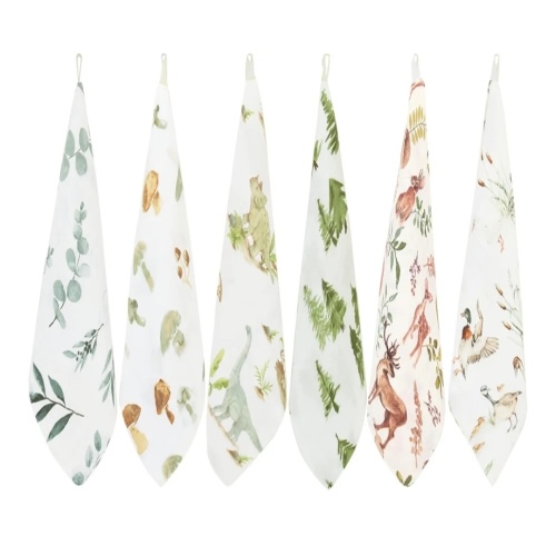 LifeTree 6 Pack Baby Muslin Washcloths for Unisex, 70% Viscose from Bamboo and 30% Cotton Wash Cloth Set for Baby Face Body, Soft for Newborn Infants Kids Girls and Boys