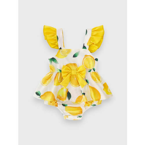 Baby Girl Lemon Print Bodysuit Dress