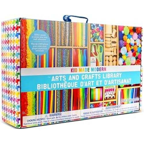 Kid Made Modern Arts and Crafts Kit - A DIY 1000+ Piece Hobby Craft Supplies & Materials Box for Creative Art Projects for Kids Ages 4 5 6 7 8 9 10 11 & 12 Year Old Girls & Boys