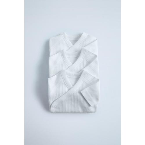 THREE-PACK OF SHORT SLEEVE SURPLICE BODYSUITS - White | ZARA United States