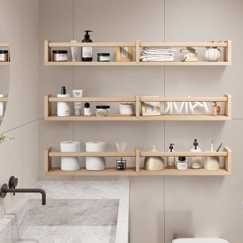 Fixwal Nursery Bookshelves, 32in Floating Bookshelves for Wall Set of 3, Wood Wall Mounted Floating Shelves for Baby Nursery Decor and Toys Storage (Natural Wood)