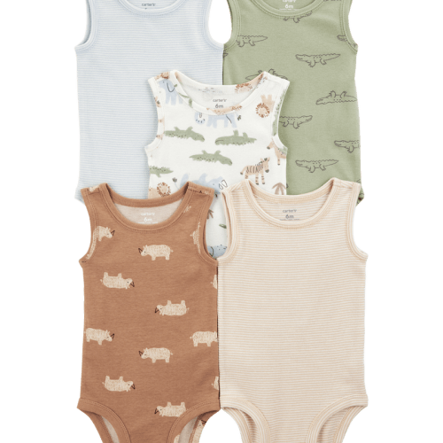 Multi Baby 5-Pack Animals Sleeveless Bodysuits | Carter’s Oshkosh Canada