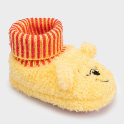 Baby Pooh Fuzzy Top Crib Solid Sock Slippers - Yellow