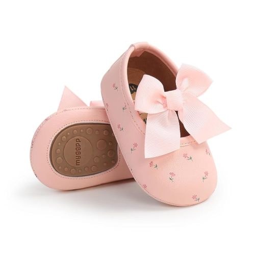 HsdsBebe Infant Baby Girls Mary Jane Flats Bow Non-Slip Soft Sole Princess Toddler First Walkers Sneaker Wedding Dress Shoes