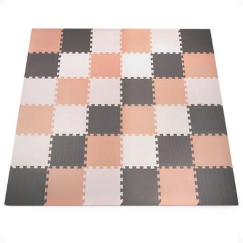 BalanceFrom Fitness 36 Tile Thick Non Slip Interlocking EVA Foam Kids Puzzle Home Floor Exercise Play Mat Set, Covers 36 Square Feet, Cream/Gray/Beige