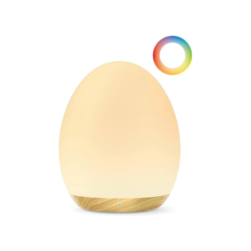 JolyWell Night Light for Kids, Baby Egg Light with 7 Colors Changing Mode & Stepless Dimming, Nursery Night Lamp BPA Free,Rechargeable Egg Night Light for Breastfeeding 1h Timer & Touch Control, Wood