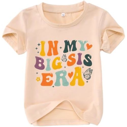BOUTIKOME in My Big Sis Era Shirts Toddler Baby Girl T-shirt Summer Tops Big Sister Announcement Outfit Short Sleeve Tee