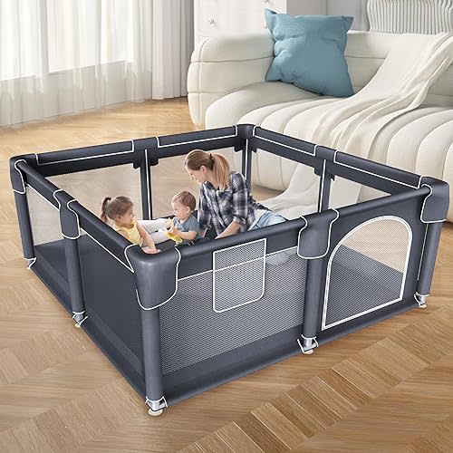 Baby Playpen 50 x 50 Inch Play Pen Playards | Playpen for Babies and Toddlers | Anti-Fall Baby Play Yard with Breathable Mesh | ECO-Friendly, Easy Assembly | 50x50 inch Size