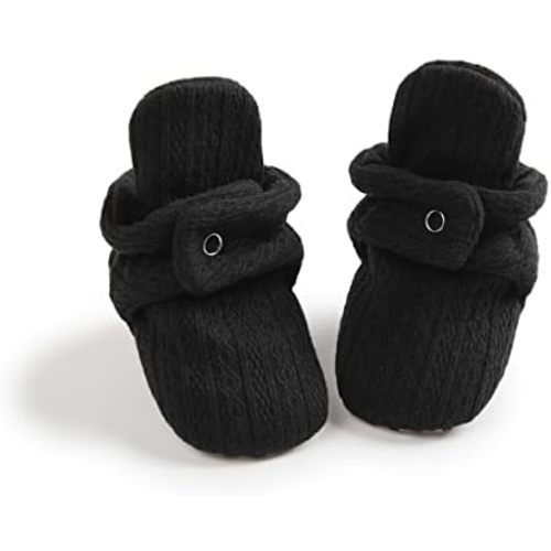 Babelvit Newborn Baby Boy Girl Soft Fleece Booties Stay On Infant Slippers Socks Shoe Non Skid Gripper Toddler First Walkers Winter Ankle Crib Shoes