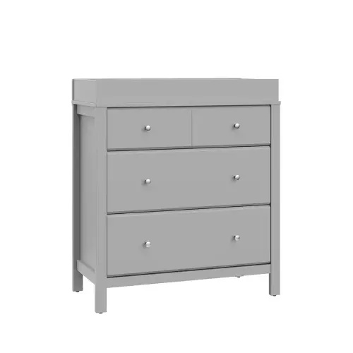 Storkcraft Horizon 3 Drawer Chest with Changing Topper (Pebble Gray) – GREENGUARD Gold Certified, Includes Removable Changing Table Topper, Chest of Drawers for Nursery & Kids Bedroom