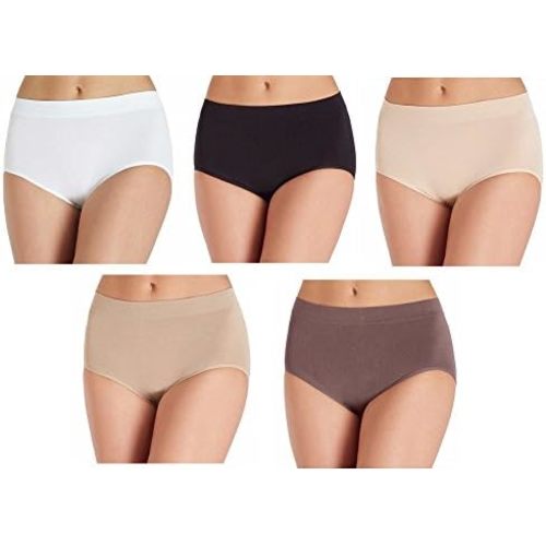 Carole Hochman Women's Underwear Silky Soft Seamless Full Coverage Modern Brief Panties 5 Pack Multipack Regular & Plus Sizes