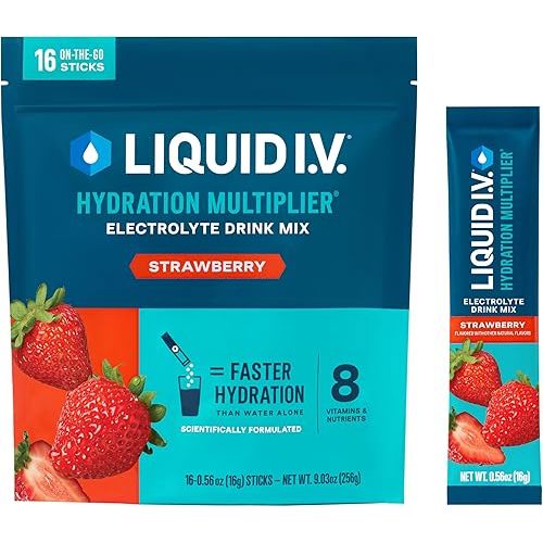 Liquid I.V.® Hydration Multiplier - Strawberry | Electrolyte Powder Drink Mix | 1 Pack (16 Servings)