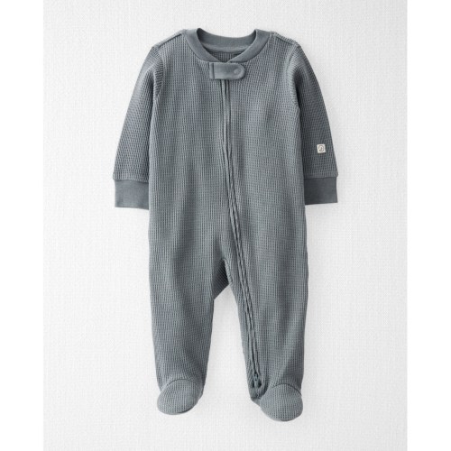 Baby Waffle Knit Sleep & Play Pajamas - Aqua Slate
