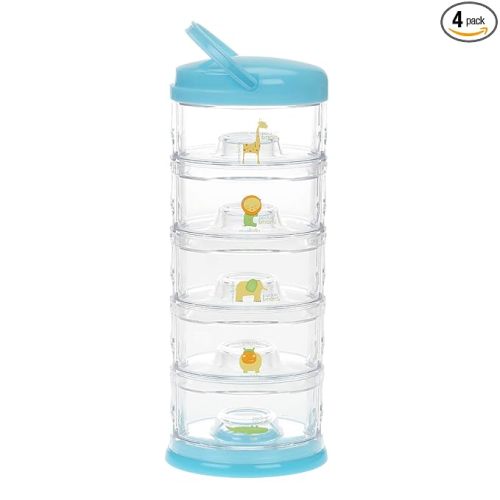 Innobaby Packin' Smart Stackable and Portable Storage System for Formula, Baby Snacks and More. 5 Stackable Cups in Lime Sorbet. BPA Free.