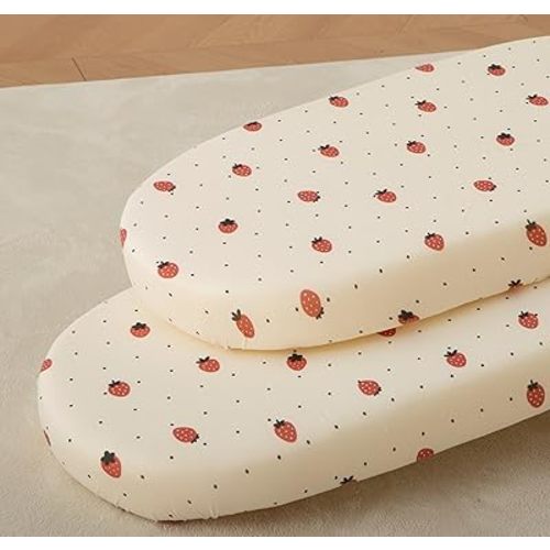 SDY Strawberry Bassinet Sheets for Baby Girl and Boy Set 2 Pack 32 * 16 * 4 inches,Jersey Baby Bedding Fit Hourglass Oval Rectangle Bassinet Mattress,Newborn Essentials (Strawberry&Polka Dot)