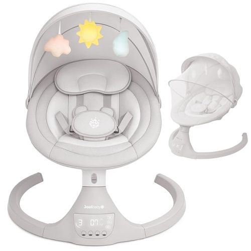 Jool Baby Nova Swing for Newborns - Electric Motorized Infant Swing, Bluetooth Music, 10 Preset Melodies, Remote (Updated Model, Stone)