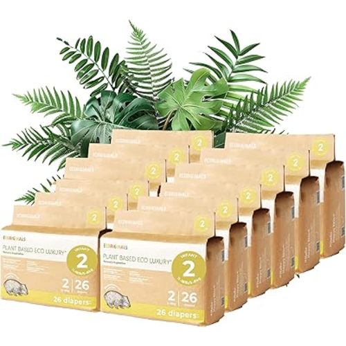 312 Eco Infant Diapers Size 2 - Baby Diapers with 100% Plant-Based Layers, Disposable & Hypoallergenic Baby Essentials for Infant Babies - Secure Fit Size 2 Diapers (11-18lb), 12 Pack