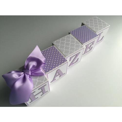 Wooden Name Blocks for Newborn Baby Name Reveal Baby Girl