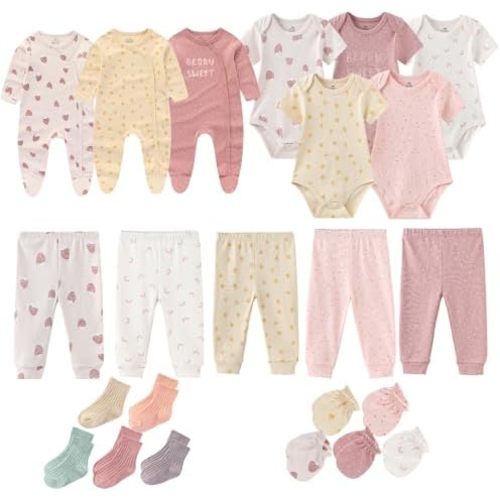 Baby Girls Boy Layette Gift Set 23 Piece New Born Bodysuits Boy and Girl 100% Cotton Clothes Unisex Baby Outfit