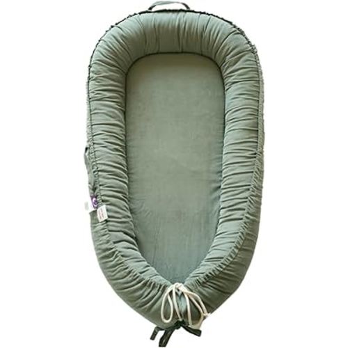 CooCooBaby Infant Lounger, Baby Nest Cover for Baby Girls & Boys, Newborn Essentials for Baby 0-12 Months, 100% Cotton Breathable (Sage Green_Corduroy)