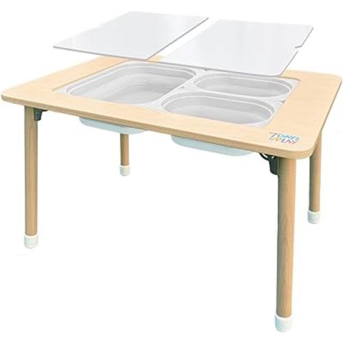 Sensory Play Activity Table with Foldable Legs, Storage Bins, and Lid