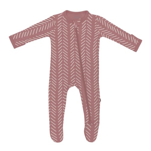 Herringbone Zippered Footie - Size: 0-3M