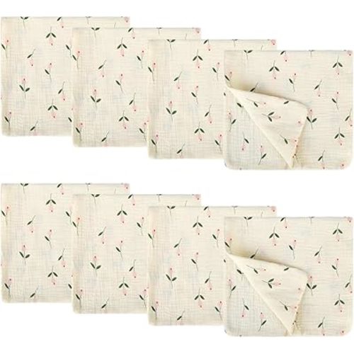 8 Pack Baby Burp Cloths Muslin Cotton 20x10 Inches Cute Printed Ultra Soft Absorbent for Newborn Infants Toddlers Matching Store Same Pattern Products